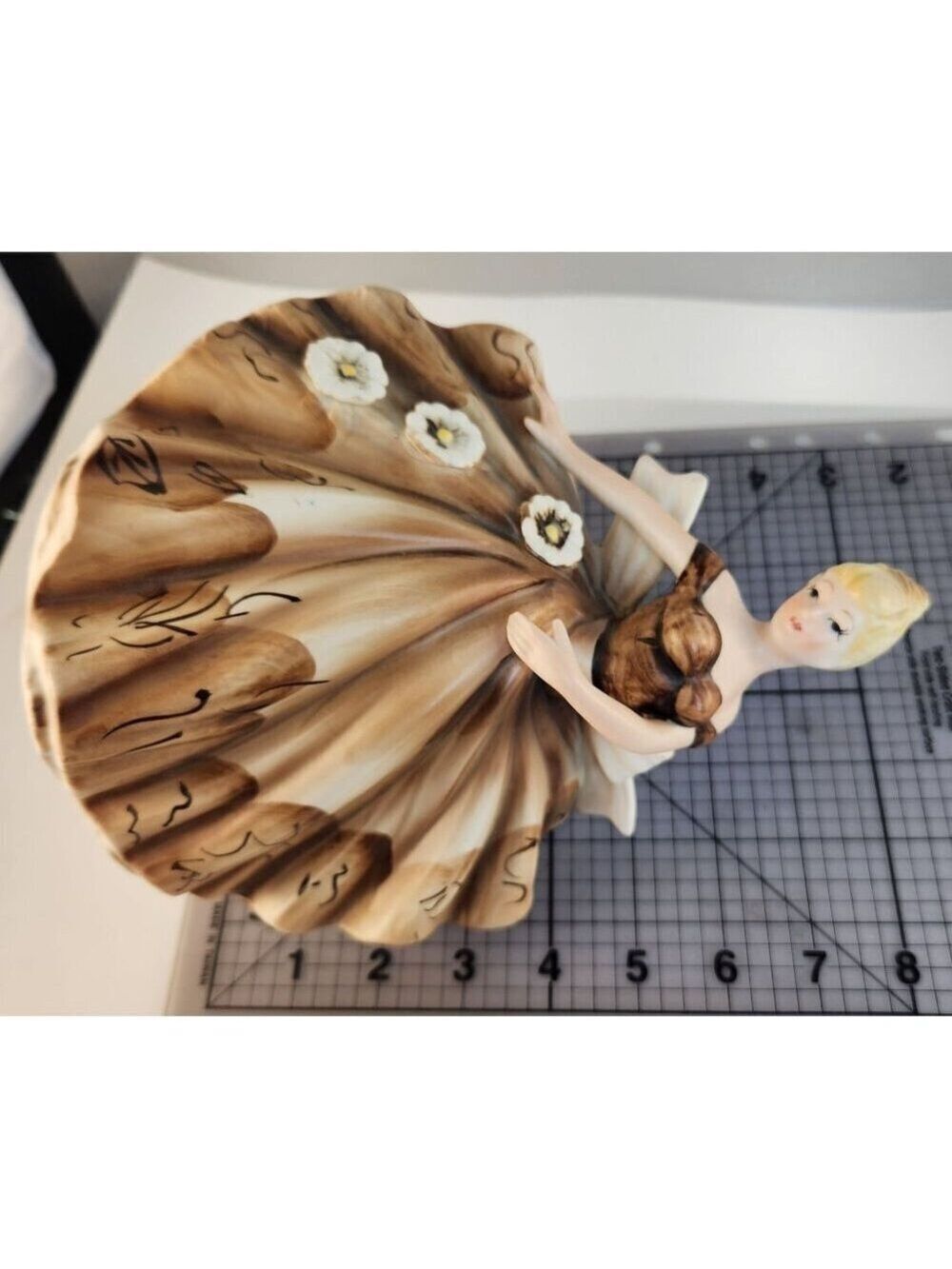 Lefton Vintage Vase Planter Brown Dress Blonde Made in Japan - Picture 7 of 10